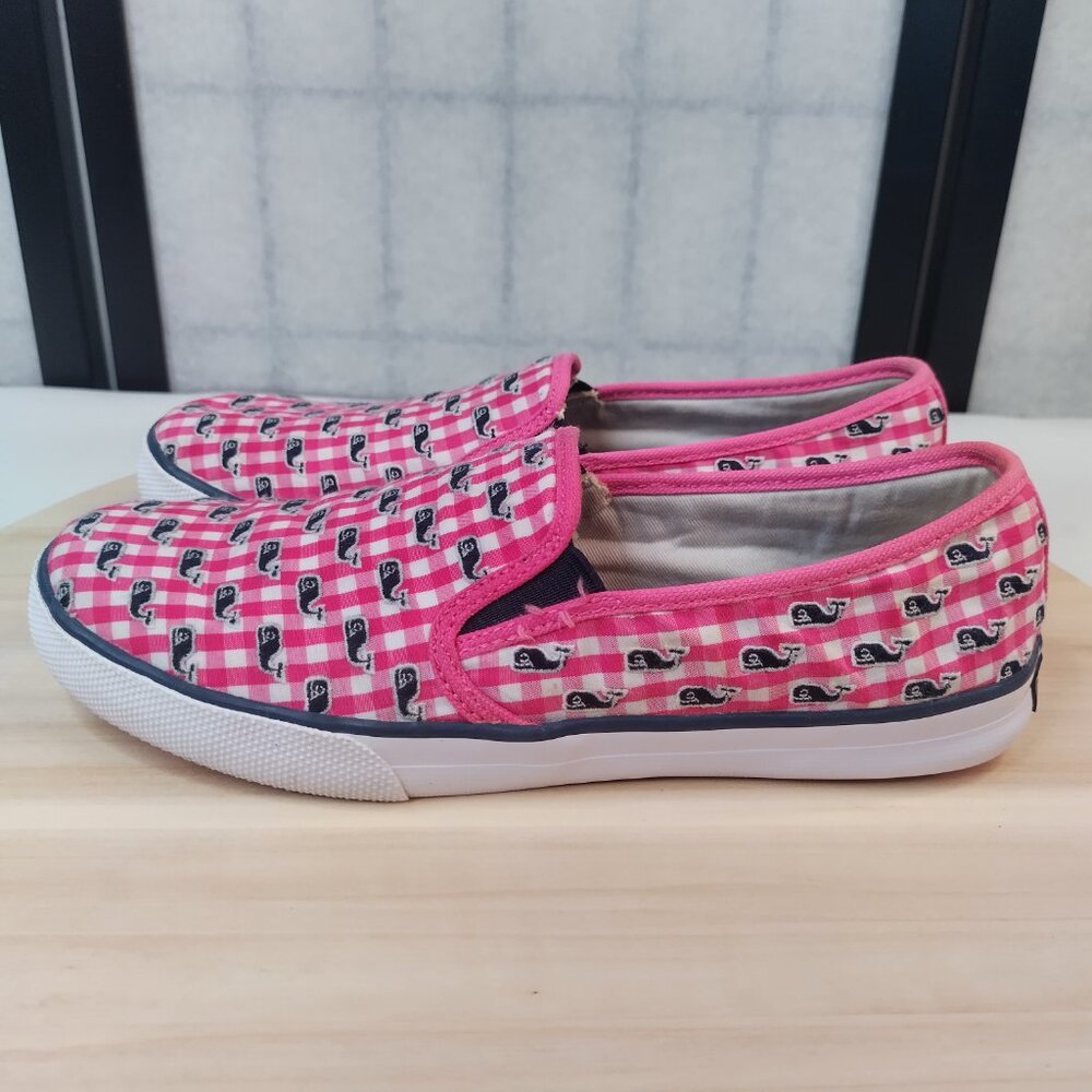 Sperry Vineyard Vines Seaside Gingham Pink & White Sneakers Big Kids US 5M - Picture 6 of 15